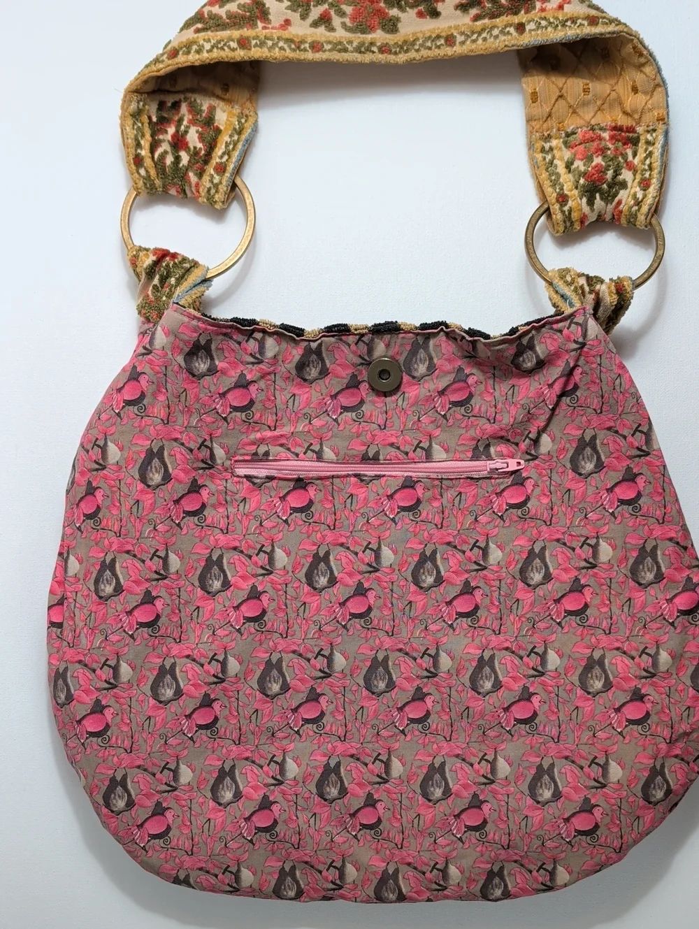 One-of-a-Kind Upcycled Bohemian Tapestry & Velvet Shoulder Bag